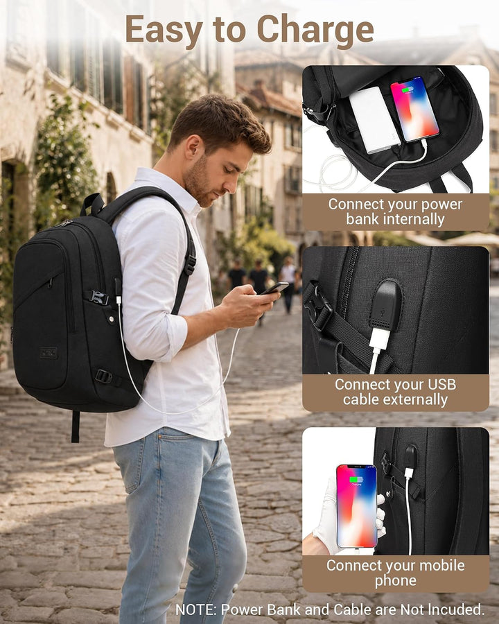 Kono Laptop-Rucksack Diebstahlsicherung Reisen Geschäft Arbeiten Computer Schwarz, Schwarz