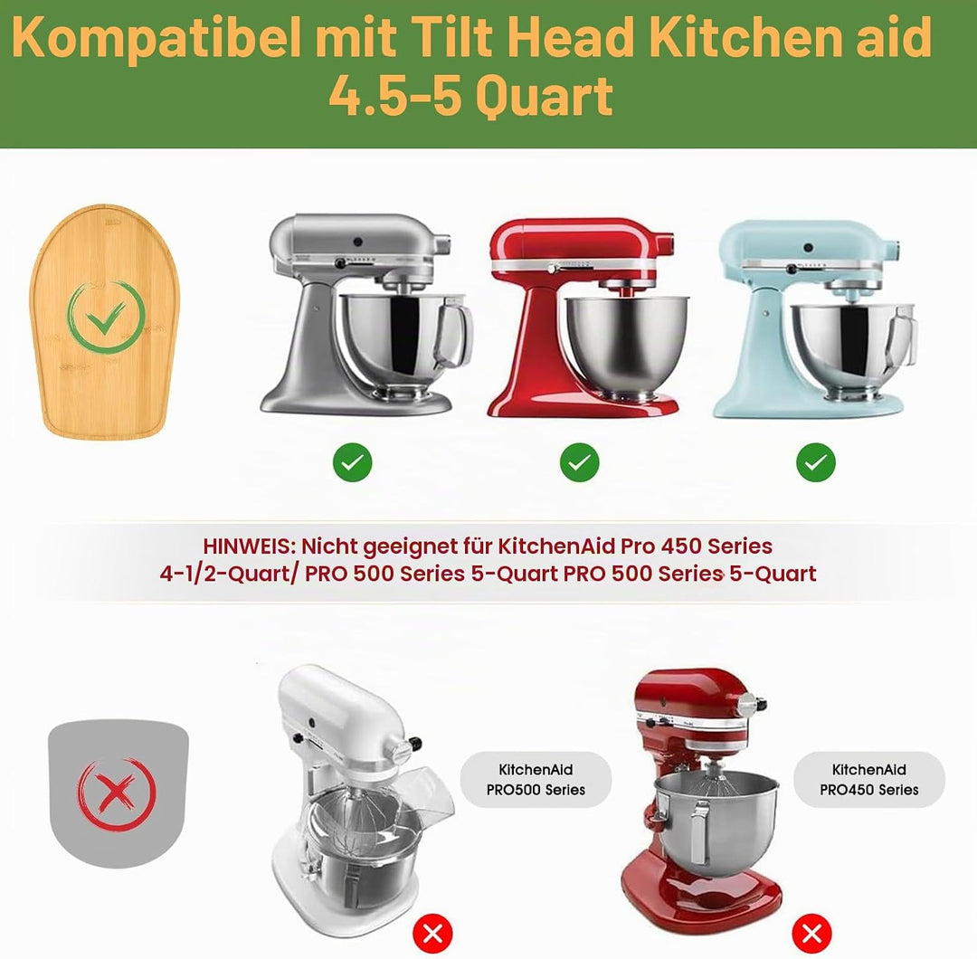 Bamboo Mixer Schieber kompatibel mit Kitchen Aid 4.5/5 Quart Tilt Head Stand Mixer, K45SS Küche Atta