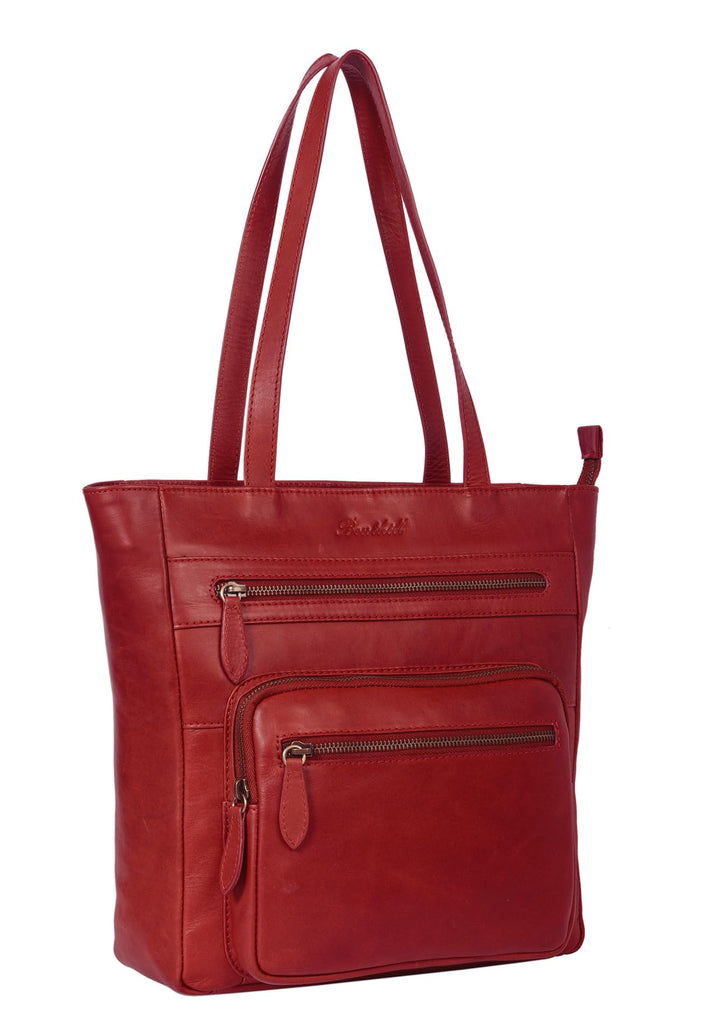 Benthill Schultertasche Damen Echt Leder | Shopper aus echtem Rindsleder | Vintage Handtasche mit vi