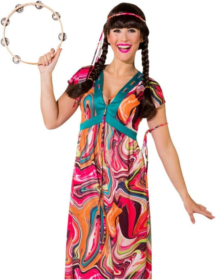 Hippie Kostüm Alina Gr. 50/52 Kleid lang Fasching 70er Jahre bunt 50-52, 50-52