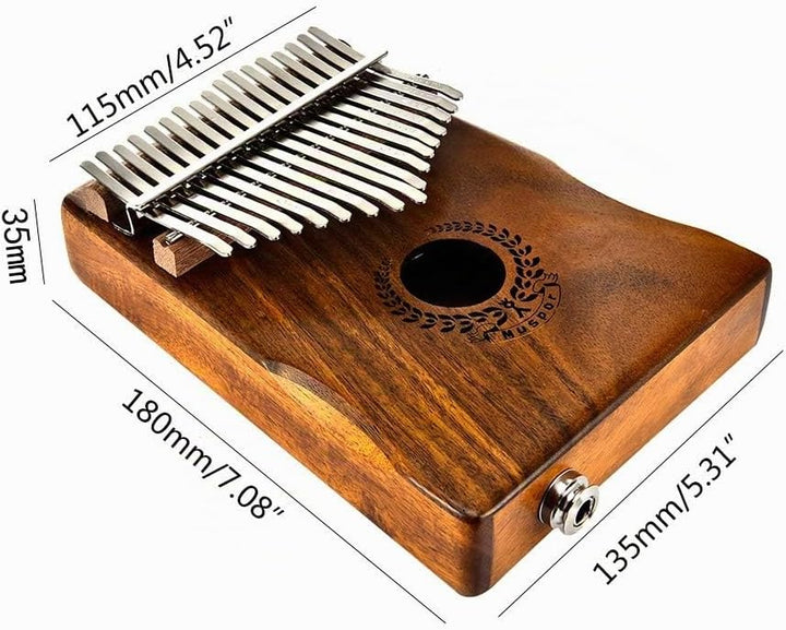 Alnicov Acacia EQ Kalimba mit 17 Tasten, elektrischer Finger-Daumen-Klavier Eingebauter Tonabnehmer