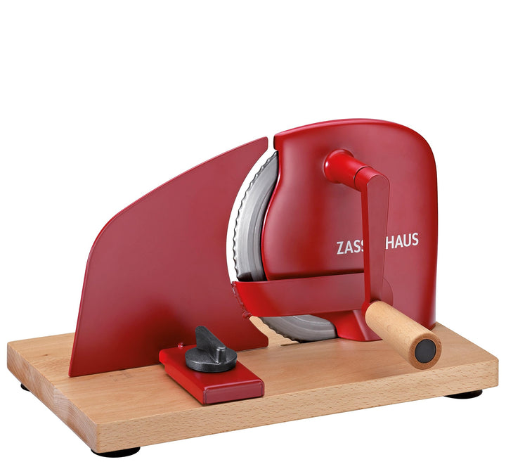 Zassenhaus Brotschneidemaschine PURE rot, manuelle Kurbelmaschine mit Edelstahlmesser, Spezial-Welle