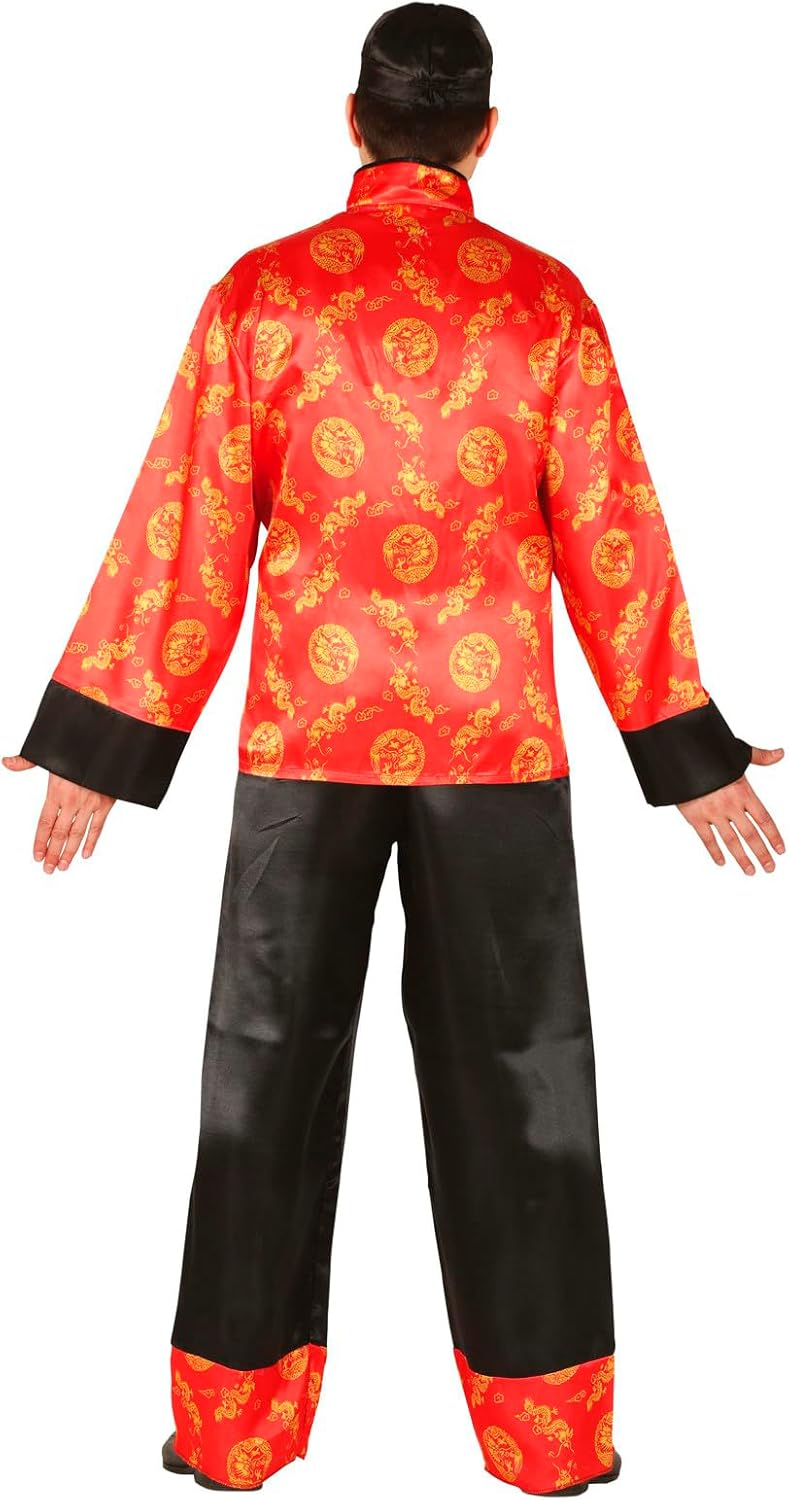 FIESTAS GUIRCA China Kimono-Kostüm für Herren Karnevals-Verkleidung rot-schwarz - Rot, L