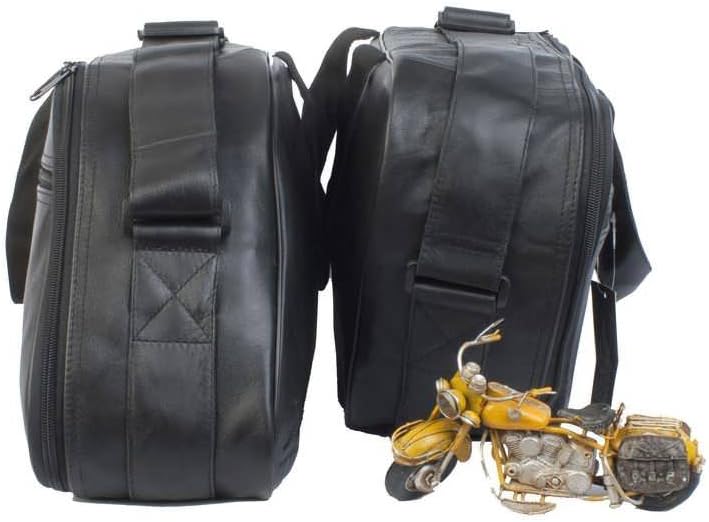 made4bikers: Koffer-Innentaschen aus Leder passend für Harley-Davidson Road King mit Leder-Koffern