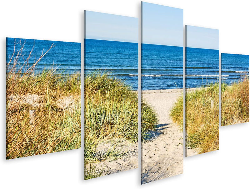 Bild auf Leinwand Strand Zugang Weg zur Ostsee Marram Grass Aside Wandbild Poster Kunstdruck Bilder