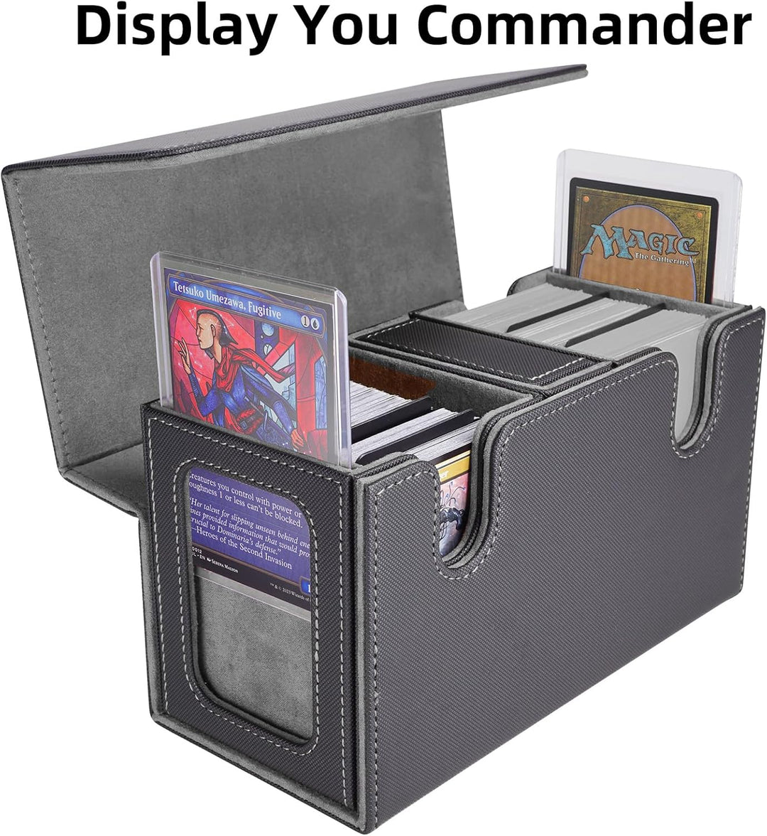 AFIING MTG Commander Kartenbox, 3-in-1 Karten-Aufbewahrungsbox für 200+ doppelt gesleevte Karten, Ma