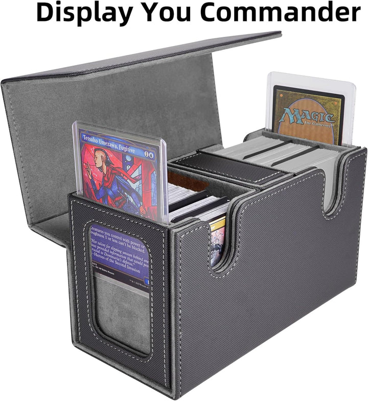 AFIING MTG Commander Kartenbox, 3-in-1 Karten-Aufbewahrungsbox für 200+ doppelt gesleevte Karten, Ma