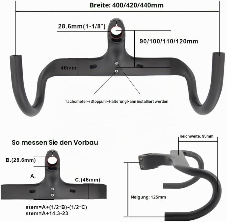 RXL SL lenker rennrad carbon1-1/8" Integrierte Carbon Lenker internes Routing fahrradlenker carbon r