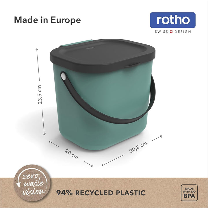 Rotho Albula 2er-Set Biomülleimer 6l mit Deckel und Henkel für die Küche, Kunststoff (PP) BPA-frei,