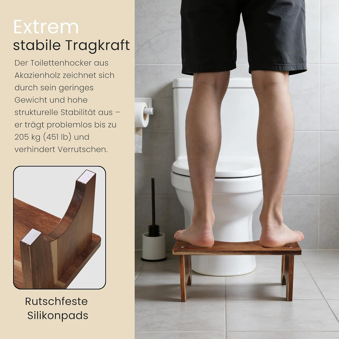 Fibogollo Toilettenhocker Akazienholz 17cm rutschfest Erwachsene