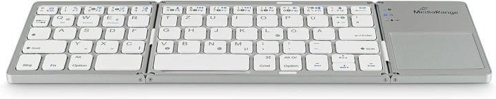 MediaRange kompakte Funk-Tastatur mit 63 Tasten und Touchpad, QWERTZ (DE/AT/CH) Tastaturbelegung, si