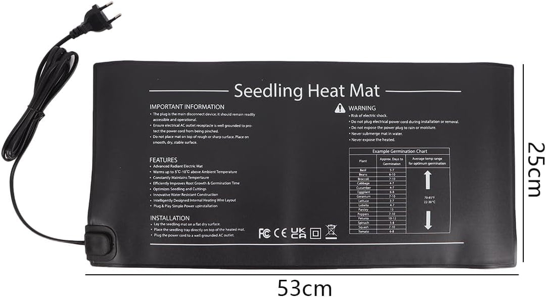 20W IP67 wasserdichte Anzuchtheizmatte für Sämlinge Pflanzen Heizmatte für Saatschalen und Steckling
