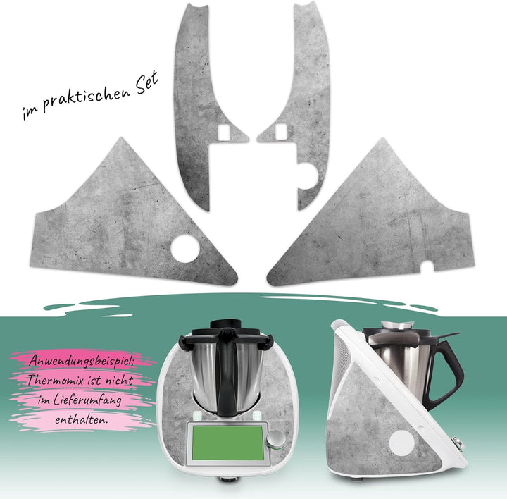 Deko Schutz Aufkleber kompatibel mit Küchenmaschine Thermomix TM6 Design Sticker Klebefolie Zubehör