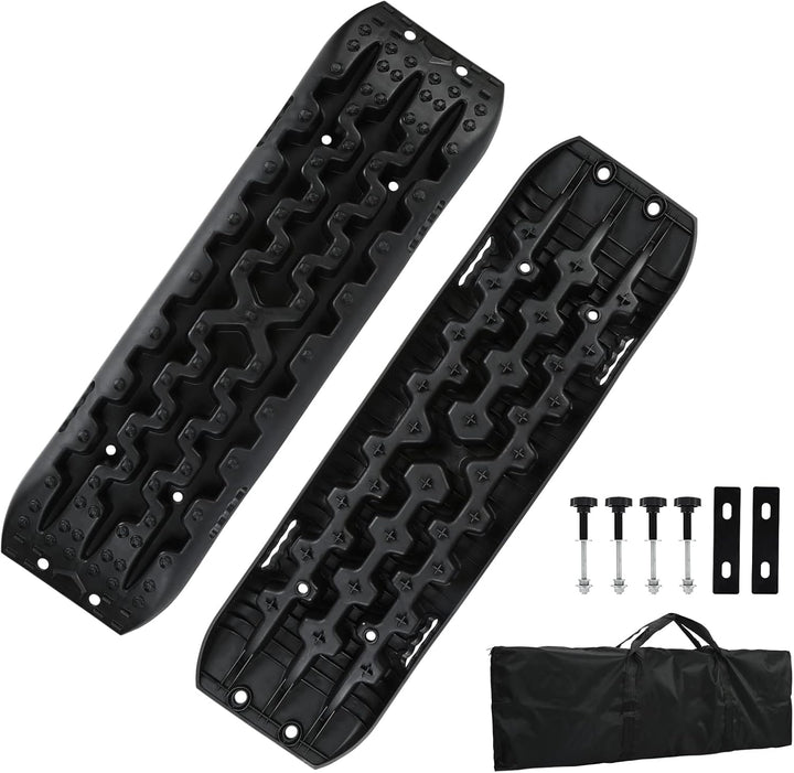 Gimisgu 2x Sandbleche Offroad Traktionsmatte Kunstoff Anfahrhilfe Recovery Board Tracks mit Aufbewah