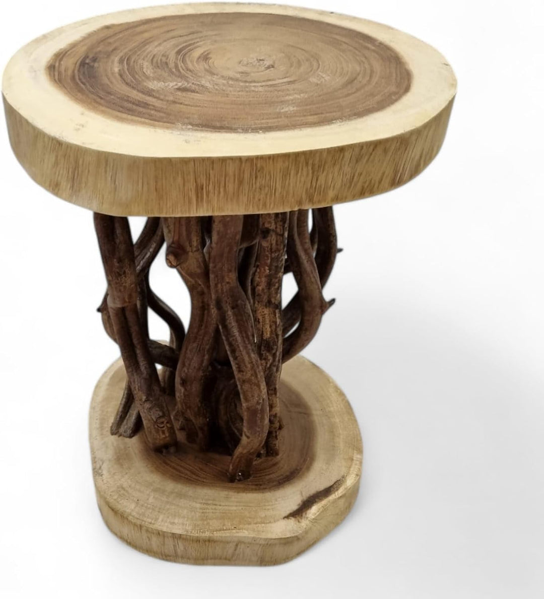 Kinaree Holz Beistelltisch KONA - 45 x 35 cm Holz Tisch aus Suar Holz und Lianen als Blumenständer o