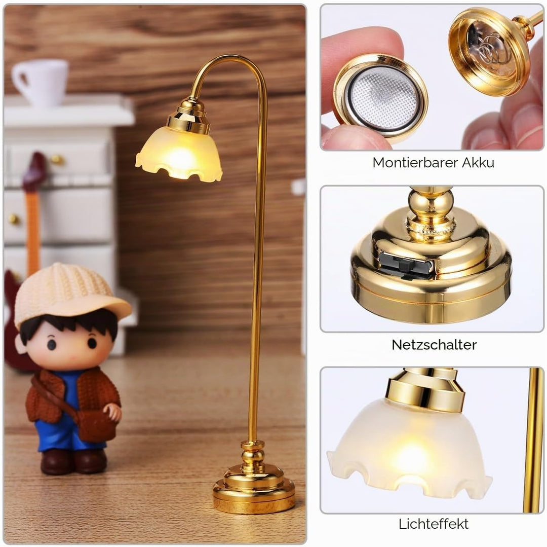 OSALADI Mini-Puppenhauslampe 2 Stück Batteriebetriebene Miniatur Tischlampen Mit Blumenschirm Für Pu