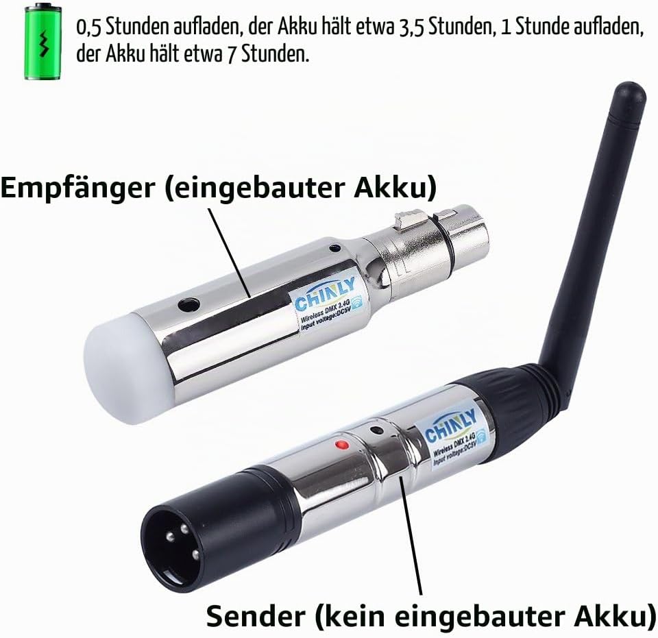 2,4 G ISM DMX512 Männlich/Weiblichen XLR Sender/Empfänger mit Antenne für Moving Heads Bühne Licht (