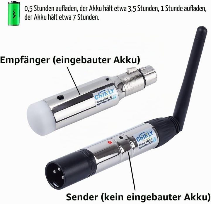 2,4 G ISM DMX512 Männlich/Weiblichen XLR Sender/Empfänger mit Antenne für Moving Heads Bühne Licht (
