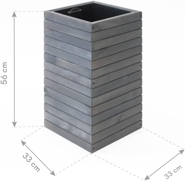 WESTMANN Pflanzenkübel Mono aus Holz | 33x33x56 cm Grau | Blumentopf für Garten & Terrasse | Pflanze