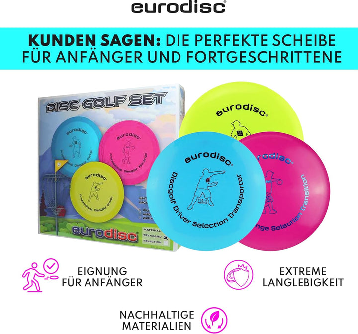 Eurodisc Disc Golf Frisbee Einsteiger Starter Set besonders hochwertig haltbar Selection Putter Midr