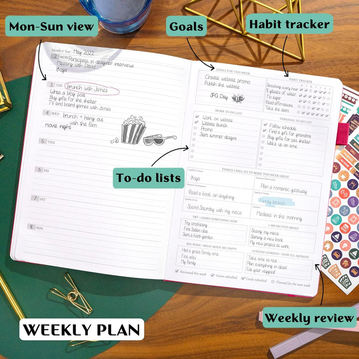 Legend Planner PRO - Deluxe Wochen- und Monatsplaner zur Steigerung der Produktivität und Erreichung
