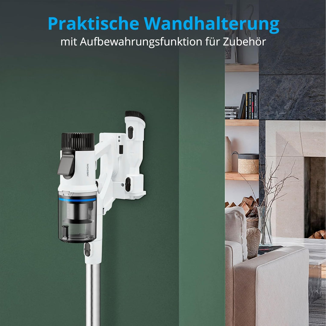 MEDION P350 W Stabstaubsauger mit Wischfunktion (kabellos, beutellos, Zyklon-Technologie, 350 Watt,