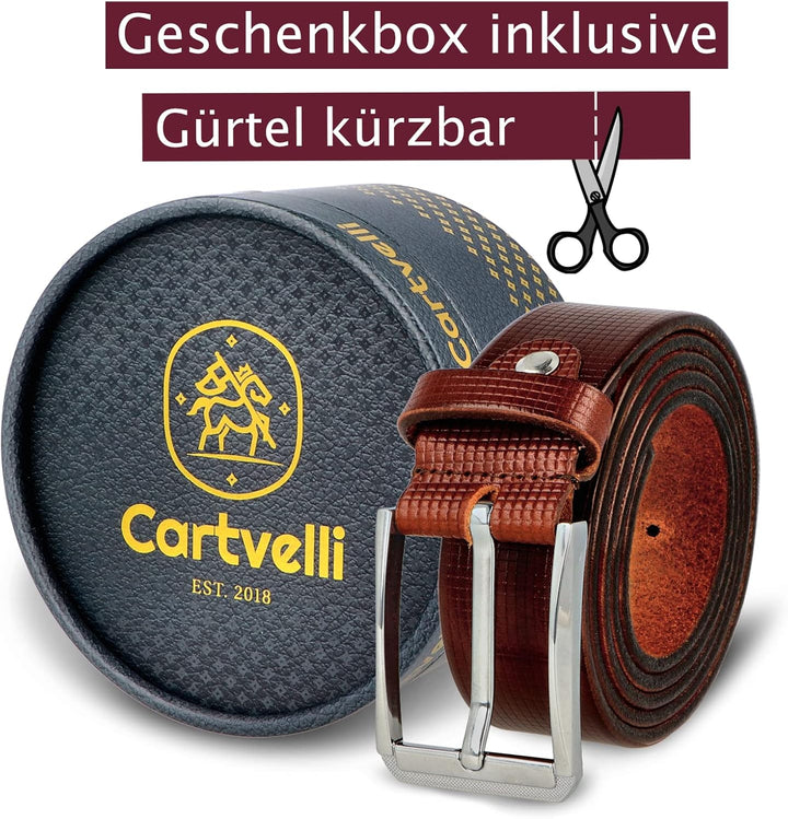 Cartvelli Business Ledergürtel Herren inkl. Geschenkbox Made in Germany - Echt Leder Gürtel Anzug 35