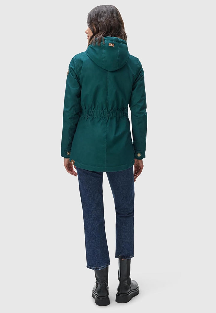 Ragwear Damen warme Winterjacke kurz mit Kapuze Monade XS-6XL XL Dark Green22, XL Dark Green22