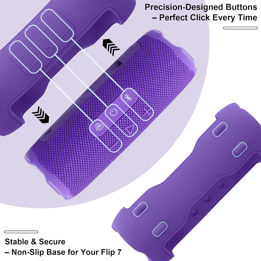 Khanka für JBL Flip 7 Silikon-Schutzhülle mit abnehmbarem Schultergurt, stossfeste weiche Hülle für
