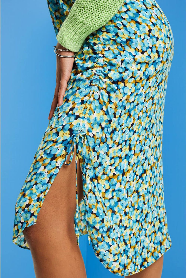 ESPRIT Geblümter Midirock mit Bindedetails 38 Turquoise, 38 Turquoise