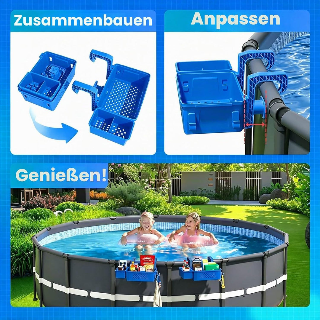 Pool Aufbewahrungskorb Set inklusive Kunststoff Pool Korb Pool Getränkehalter Hot Tub Zubehör Multif