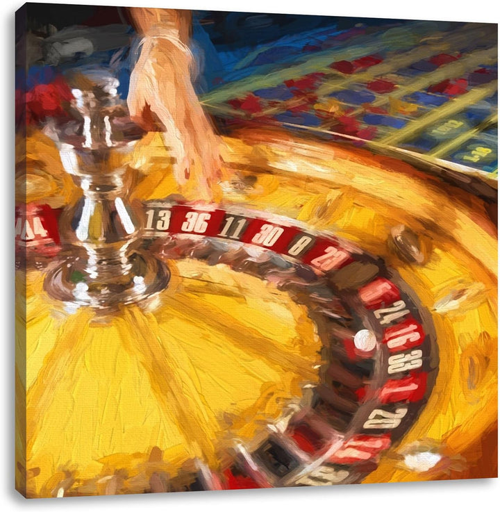 Pixxprint Klassischer Roulettetisch in luxuriösen Casino, Format: 70x70 auf Leinwand, 70x70
