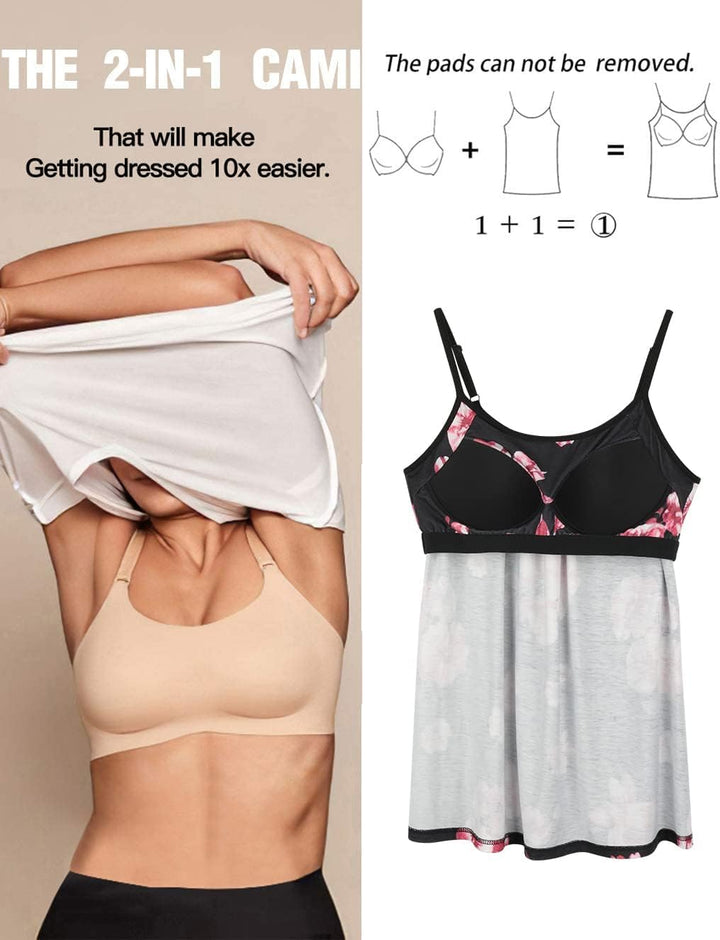 STARBILD Damen Top Mit Unterhemd BH-Hemd Basic Tank Tops U-Ausschnitt Oberteile Bequeme Frauen Shirt