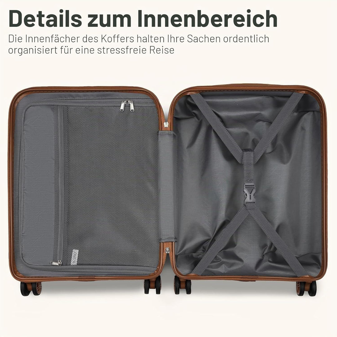 KONO Koffer Trolley Kofferset 3 Teilig Reisekoffer von ABS+PC Hartschalenkoffer mit 4 Rollen TSA Sch