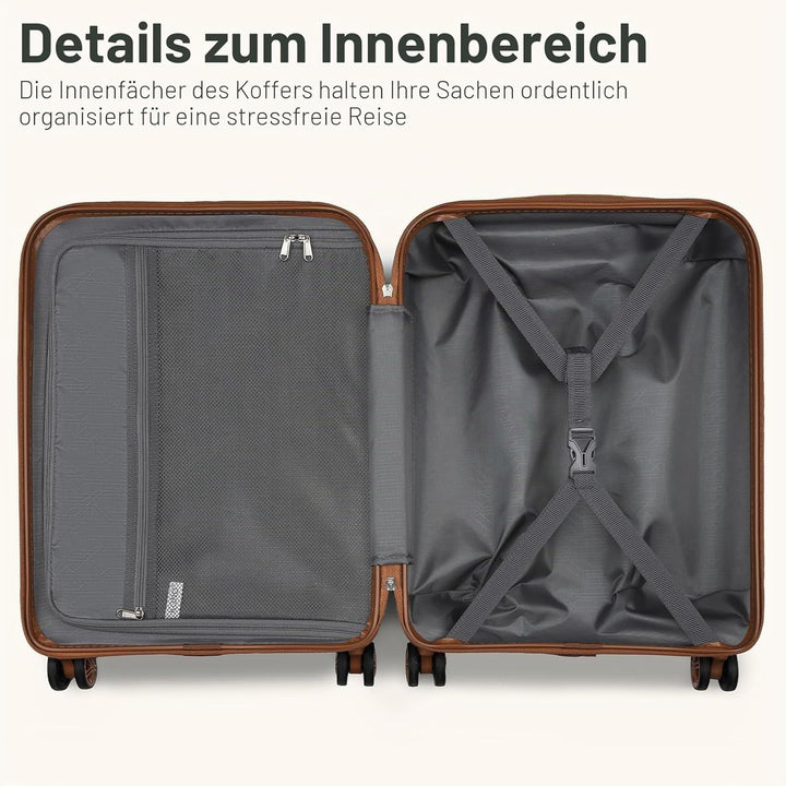 KONO Koffer Trolley Kofferset 3 Teilig Reisekoffer von ABS+PC Hartschalenkoffer mit 4 Rollen TSA Sch