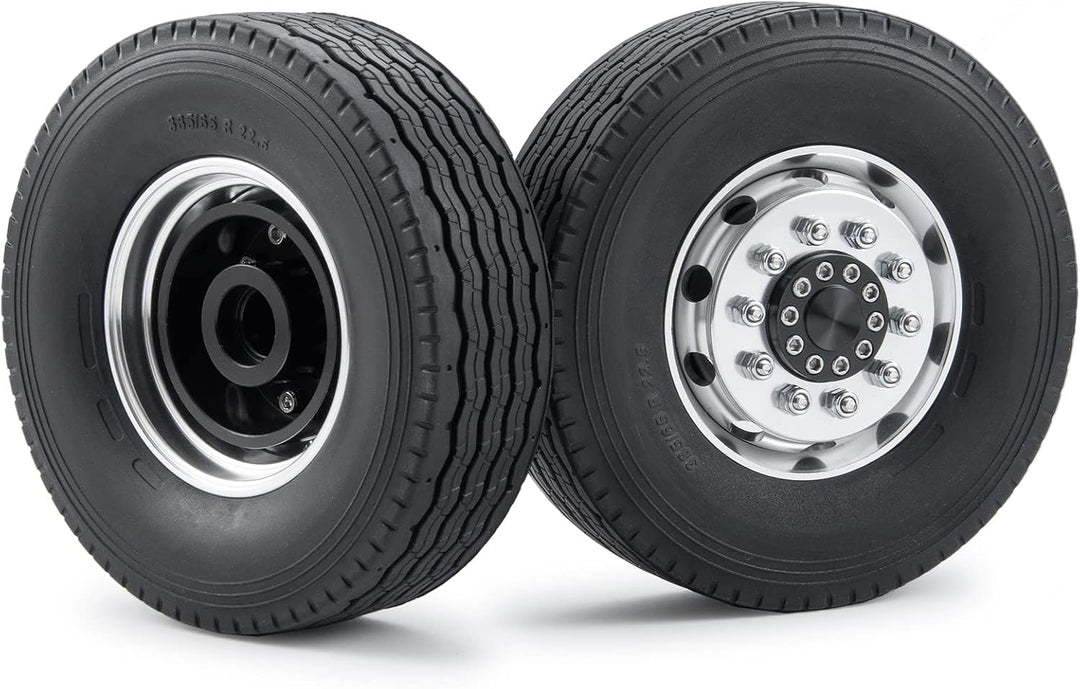 AXspeed 4 Stück Metall Vorderrad Felgen & Reifen RC Räder Reifen Felgen Set für 1/14 Tamiya Traktor