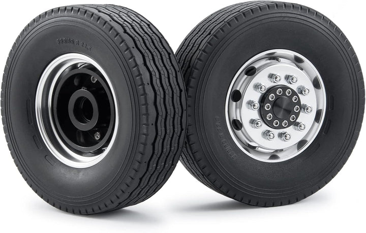 AXspeed 4 Stück Metall Vorderrad Felgen & Reifen RC Räder Reifen Felgen Set für 1/14 Tamiya Traktor