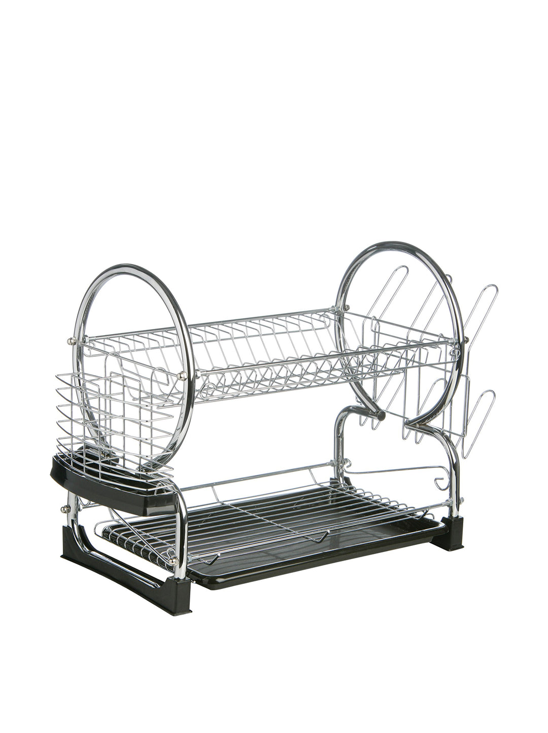 Premier Housewares 509585 2 Tier Dish Drainer, Chrom, 56 x 25 x 39 cm Schwarz, Schwarz