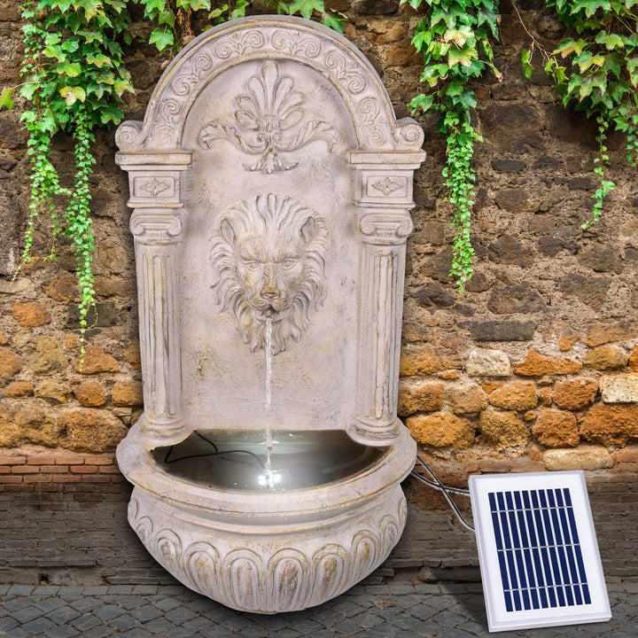 Gartenbrunnen Solarbrunnen Brunnen Vogelbad Wasserfall, Gartendeko mit Pumpe, Wasserspiel für Garten