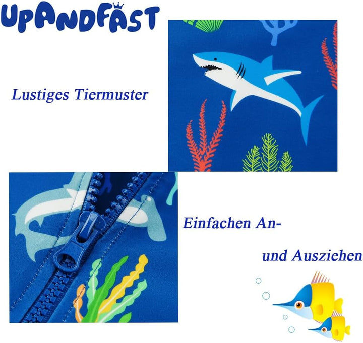 upandfast Baby Badeanzug mit Sonnenhut UPF 50+ Badebekleidung für Baby 3-6 Monate Blau, 3-6 Monate B