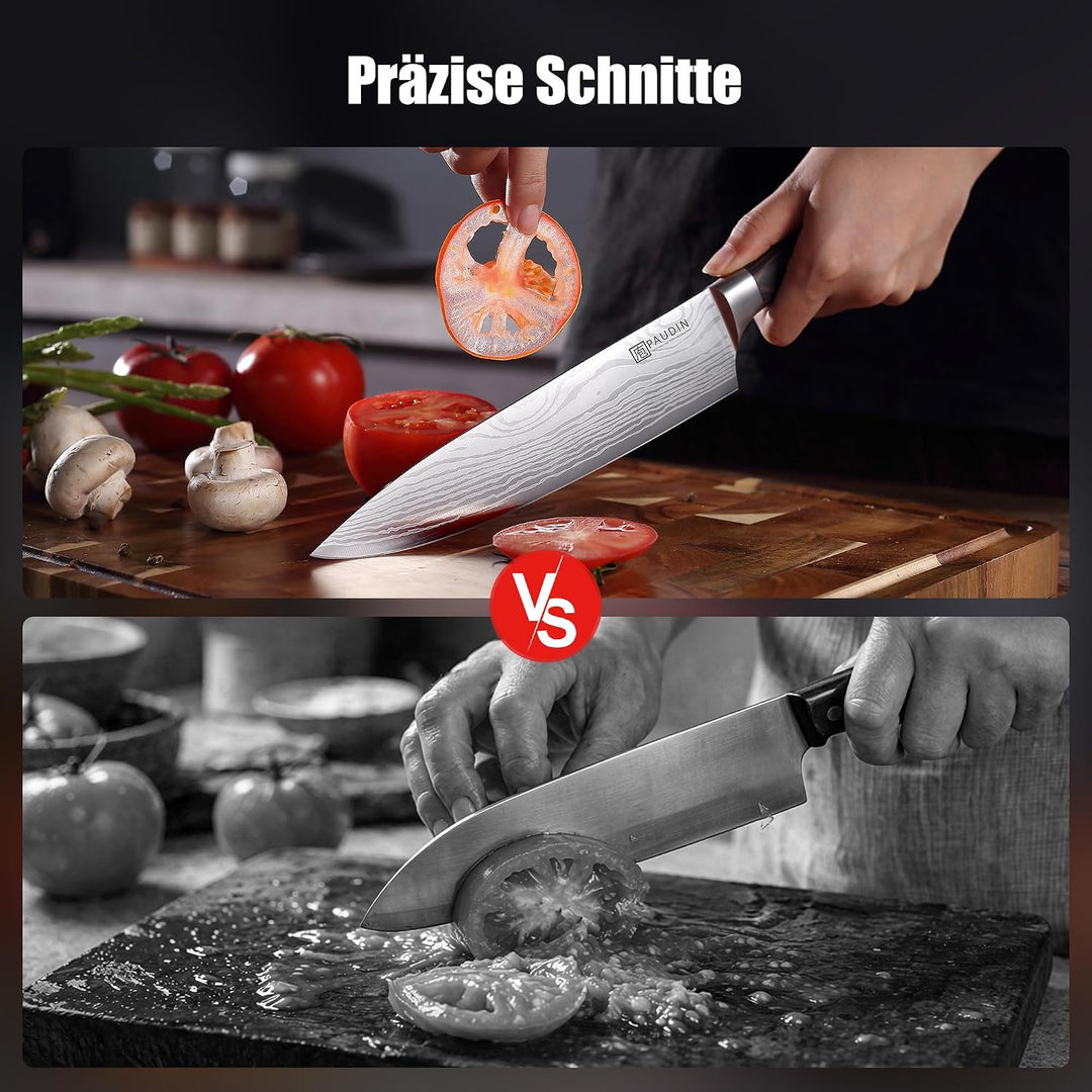 PAUDIN Kochmesser, Klingenlänge 20cm Profi Küchenmesser Messer Chefmesser Allzweckmesser aus hochwer