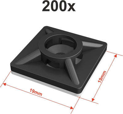 intervisio Klebesockel für Kabelbinder 19 mm x 19mm Montagesockel Kabelbinderhalter Set Schraubsocke