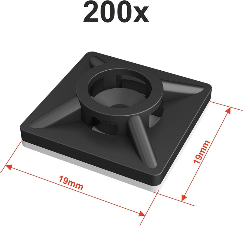 intervisio Klebesockel für Kabelbinder 19 mm x 19mm Montagesockel Kabelbinderhalter Set Schraubsocke