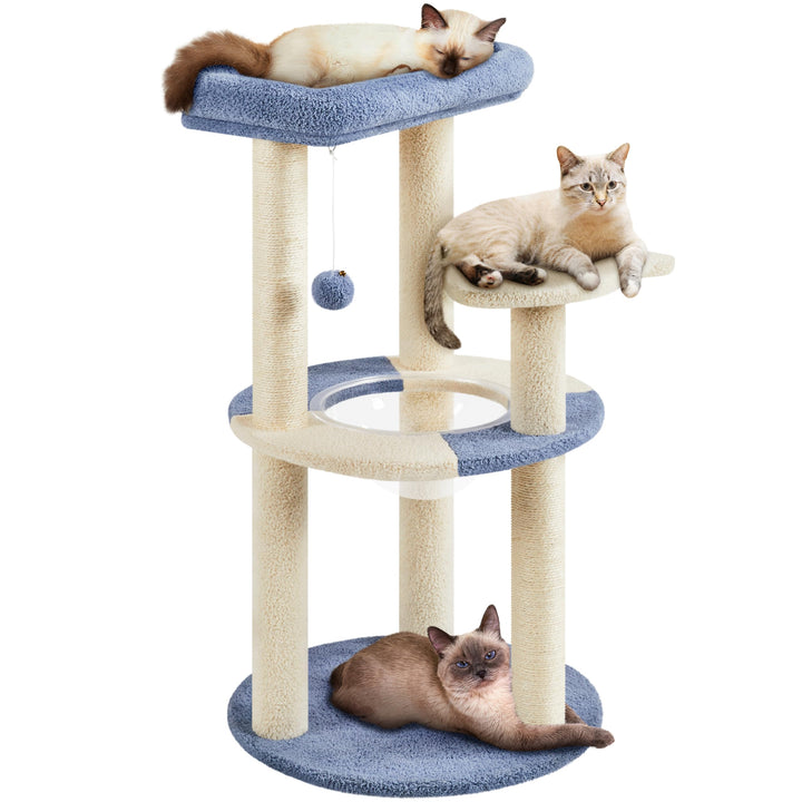 Yaheetech Kratzbaum, Ozean Design Katzenbaum Katzenkratzbaum, mit Plattform Raumkapsel Sisalstämme,