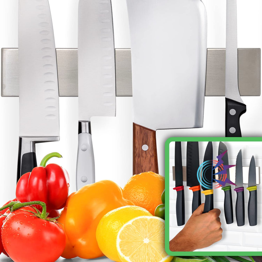 Premium 25cm Magnetleiste Messer für Wand - Extra Starker Messerhalter Magnetisch - Platzsparende Me