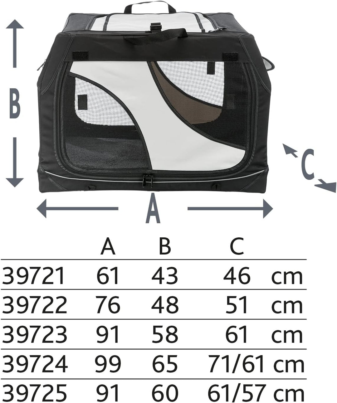 Trixie 39722 Mobile Kennel Vario 30, S–M: 76 × 48 × 51 cm L 76 x B 51 x H 48 cm, L 76 x B 51 x H 48