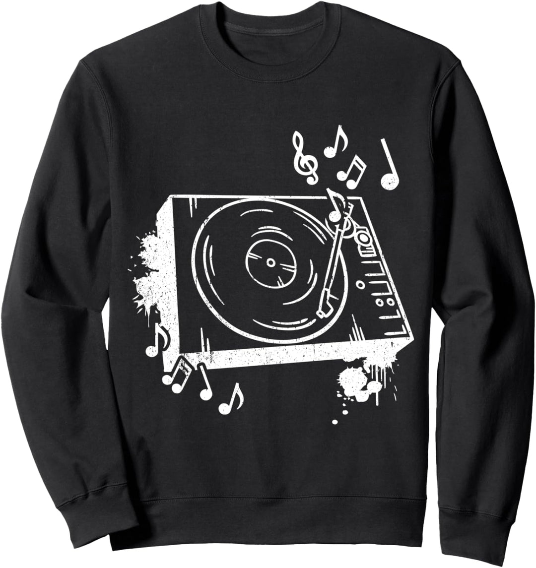 Plattenspieler Herzschlag Vinly Geschenk DJ Sweatshirt