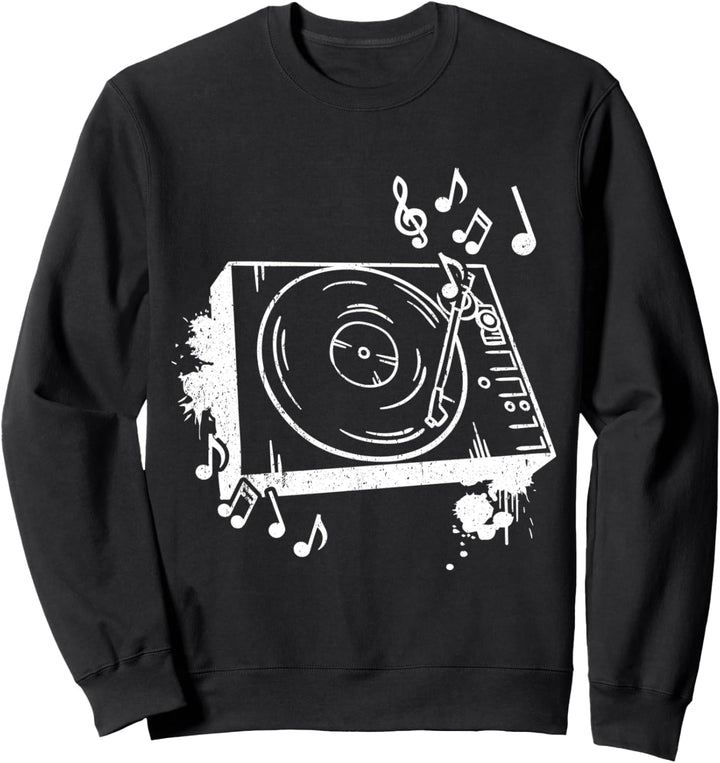 Plattenspieler Herzschlag Vinly Geschenk DJ Sweatshirt