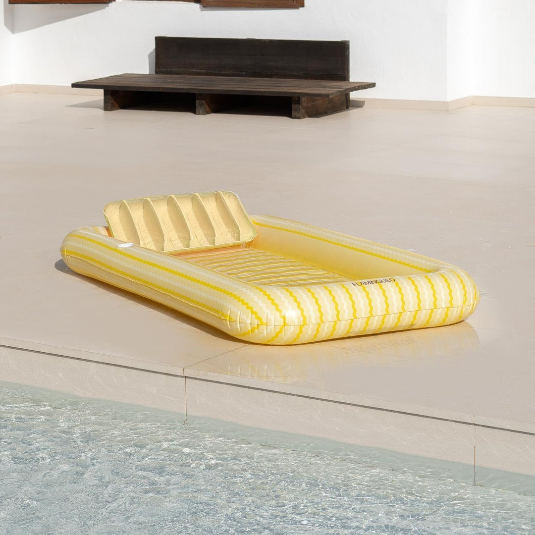 Flamingueo Luftmatratze Pool - Einzel-Tanning Pool - Getränkehalter Inklusive - Strapazierfähiges PV