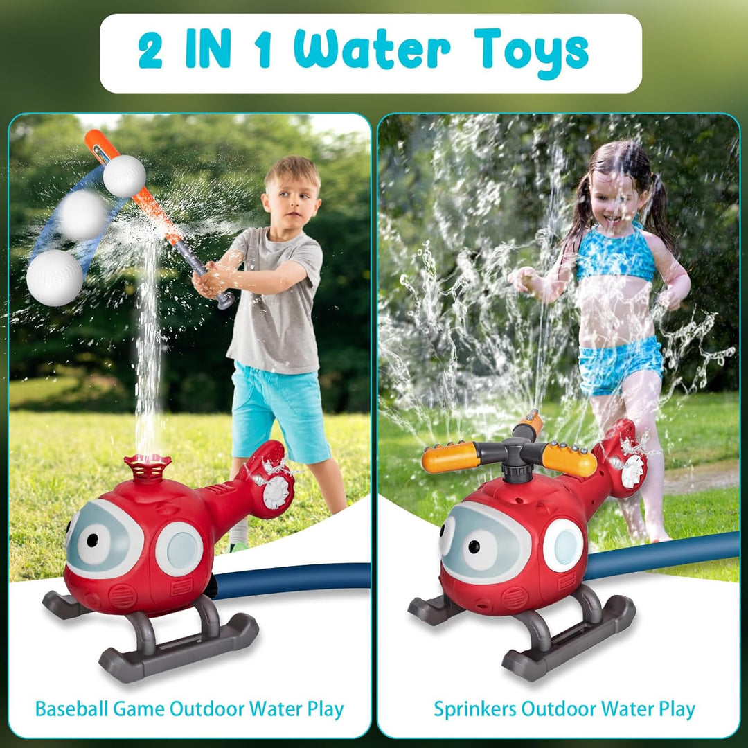 Wassersprinkler-Baseballspielzeug für Kinder, Hubschrauber -Sprinklerball-Set, 2-in-1-Outdoor-Sprink